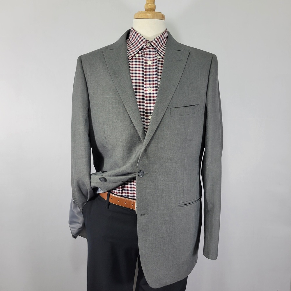 J.Ferrar Men's Sport Coat Blazer Two Button Gray Shark Skin Poly Blend 44L